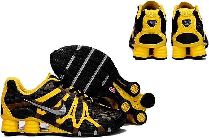 black and yellow nike shox