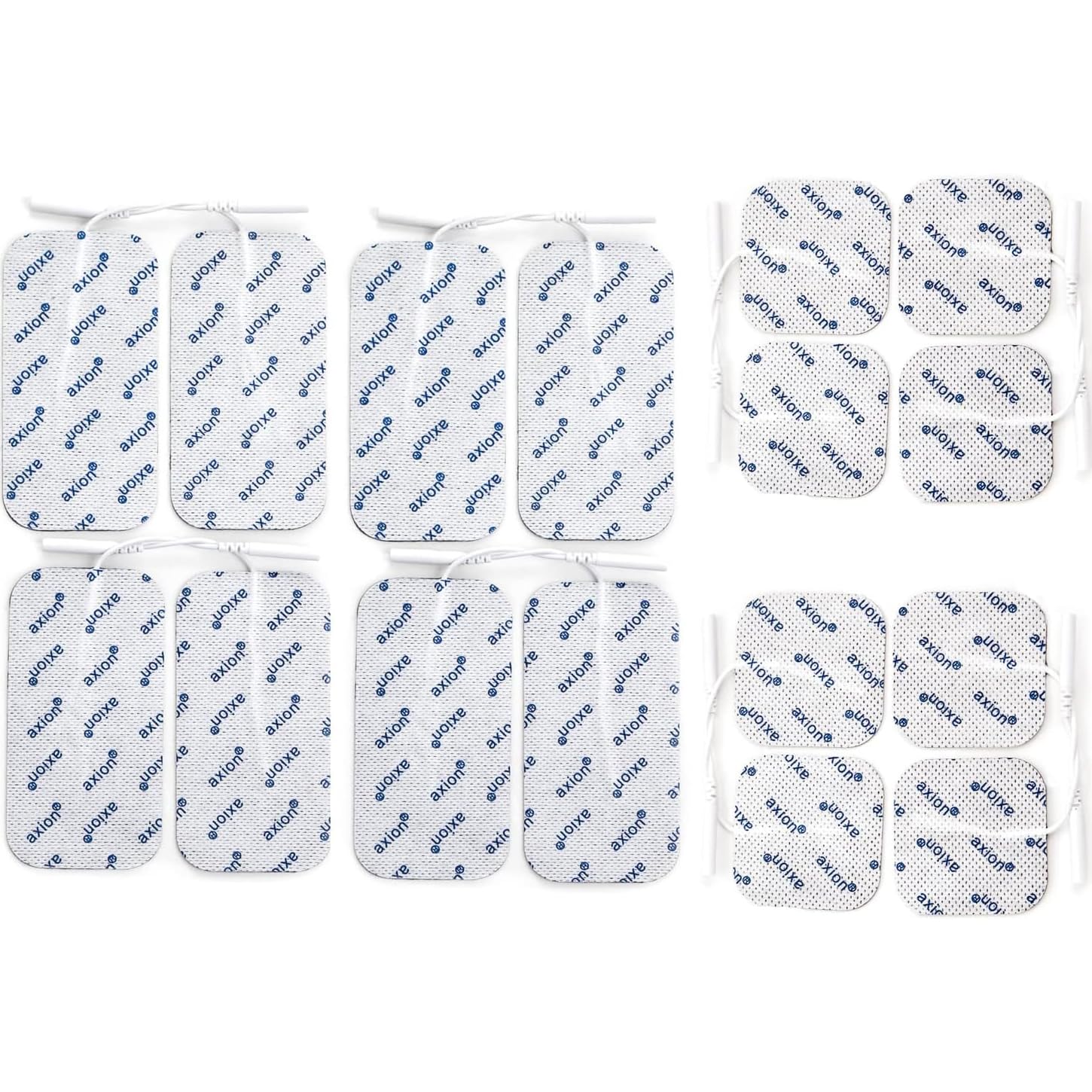 Axion Pack of 16 Electrodes. Square Self-Adhesive Pads of Various Sizes for TENS EMS Units with 2mm Connection. Pads for Pain Treatment, Muscle Growth, Weight Loss and Massage