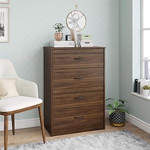 Mainstays 4-Drawer Dresser, (4-Drawer, Canyon Walnut, Handi Wipes)