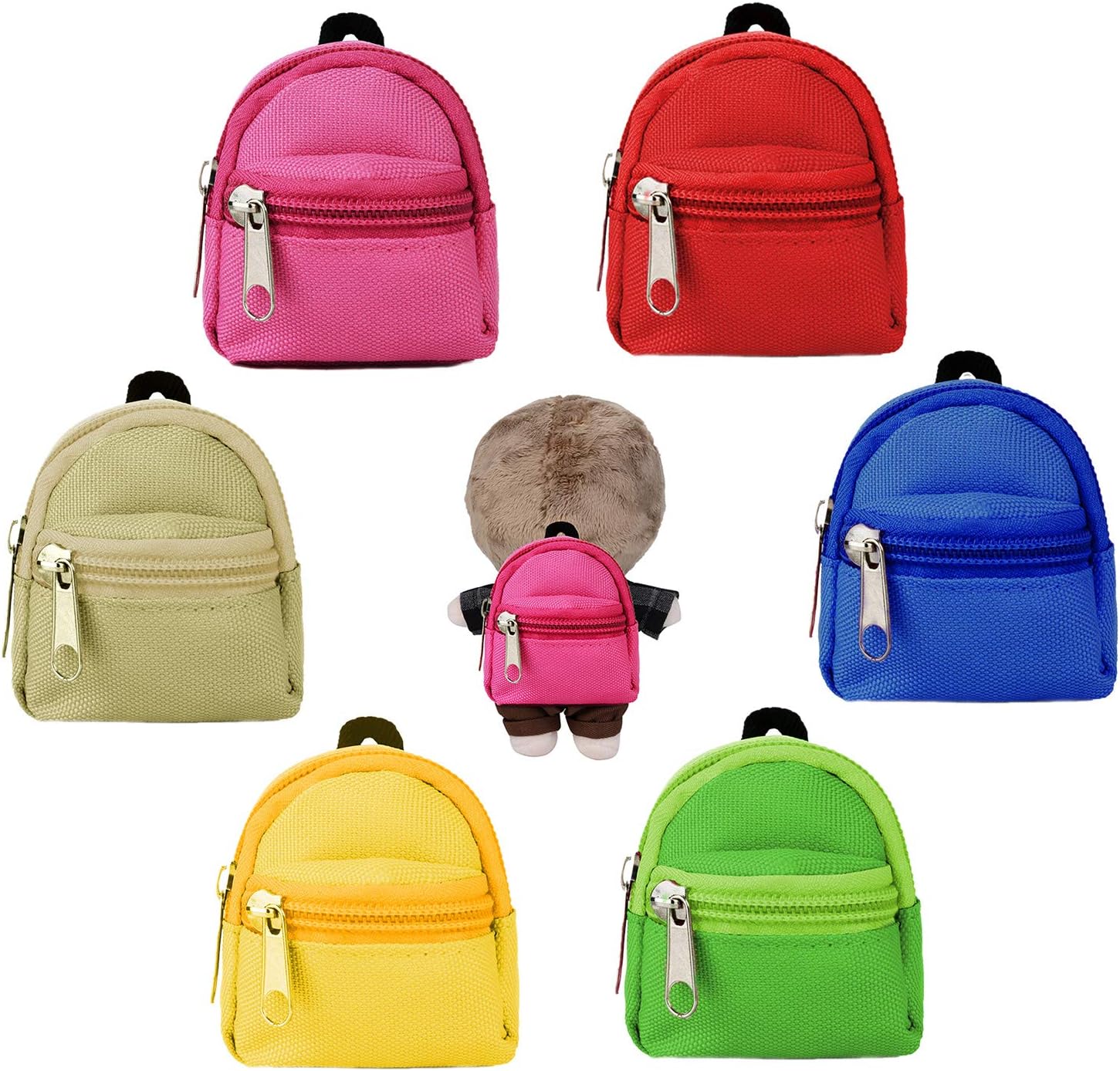 Bageek 6PCS Doll Backpack Zipper Mini Doll Bag Doll Accessories for