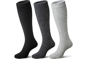 Eocom Unisex Merino Wool Ski Socks Thermal Warm Winter Thick Knee High Long Snowboarding Boot Socks for Women Men 3 Pairs