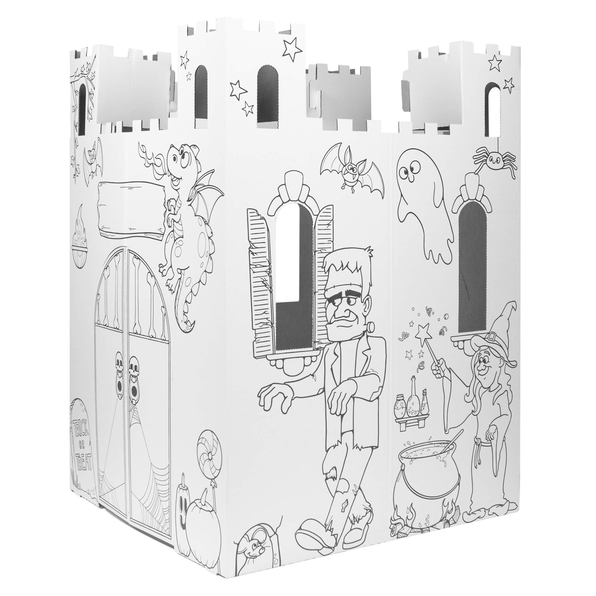 Easy Playhouse Haunted Castle - Kids Art & Craft for Indoor & Outdoor Fun, Color, Draw, Doodle on Halloween Friends– Decorate & Personalize a Cardboard Fort, 32
