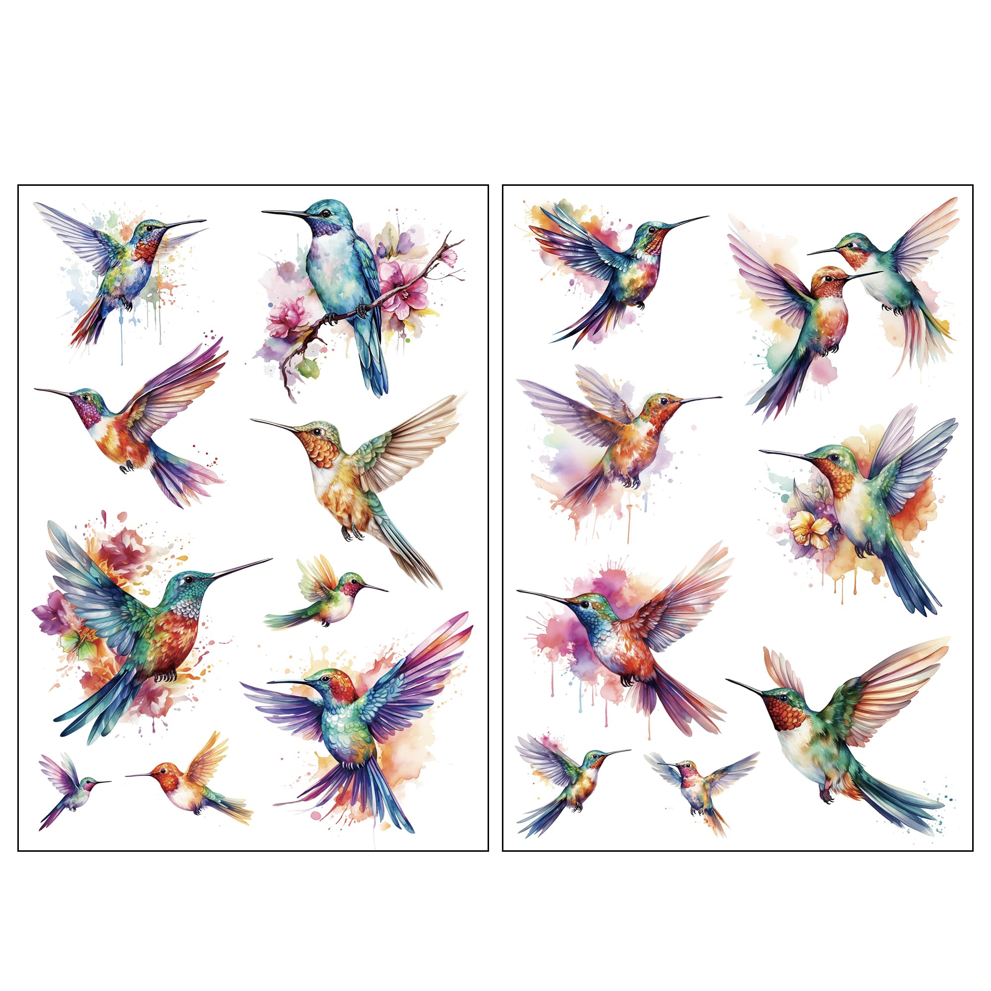 Everjoy Realistic Watercolor Hummingbirds Temporary Tattoo Stickers - Waterproof Fake Tattoos for Women and Girls — image 1
