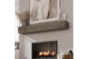 Weyderk Fireplace Mantel Shelf 60 Inches - Wood Mantel with Invisible Heavy Duty Wood Bracket - Wall Mounted Farmhouse Faux Fireplace Mantel for Over Fireplace - 60 Inch Floating Shelf, Greyish Brown