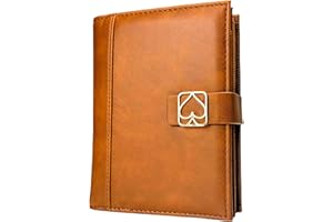 Luck Lab Double Deck Leather Playing Card Case/Holder - Fits Two Decks of Poker and Bridge Size Cards, Notepad and Pen (Brown