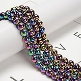 126Pcs 6mm Rainbow Hematite Beads - Smooth Round Healing Gemstone Beads for Jewelry Making, DIY Crafts, Beading Bracelets