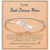 ORISPRE Adjustable Bracelet with Pearl for Bonus Mom Mother in Law Birthday Mother Day Christmas