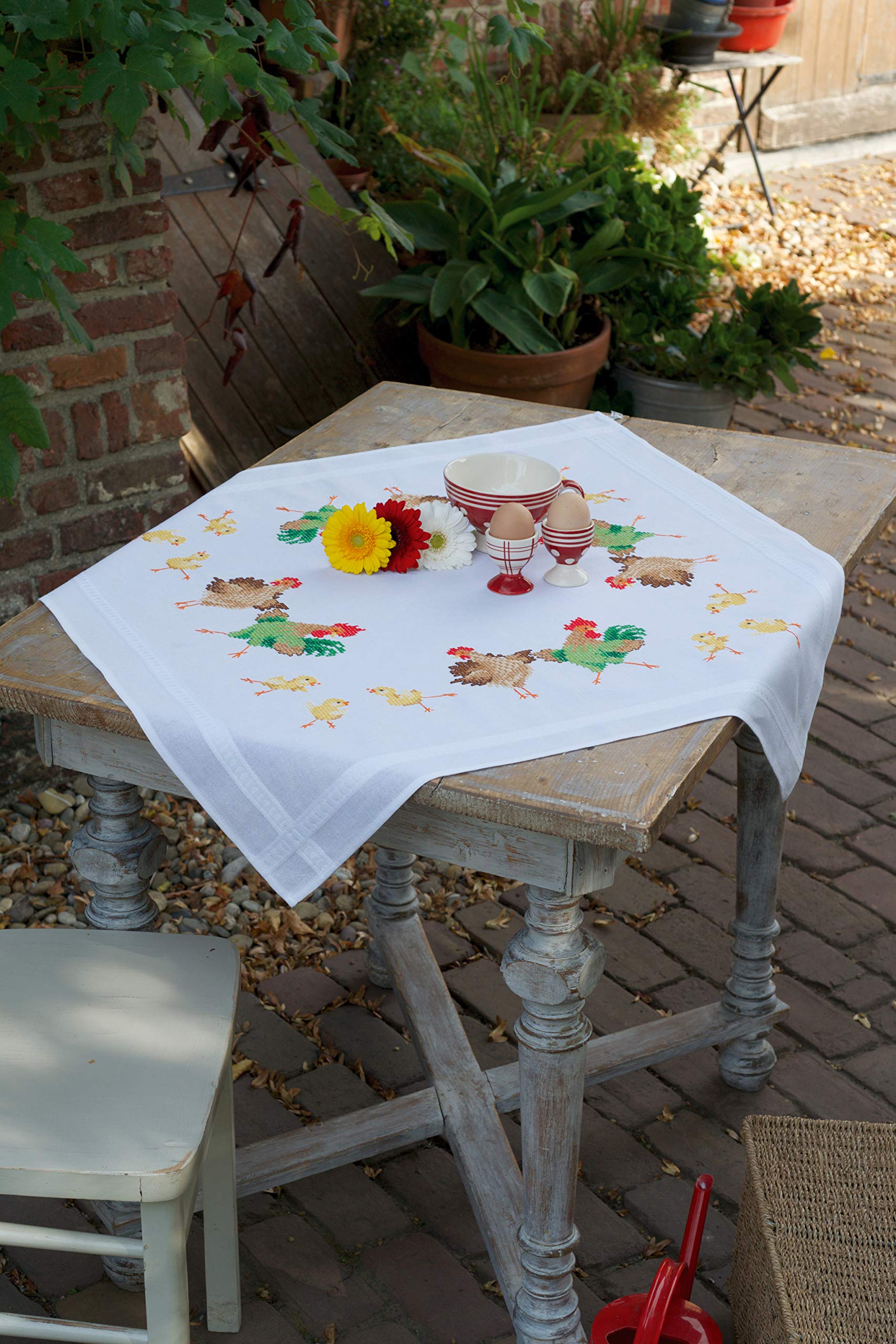 Vervaco Tablecloth Kit Chicken Family