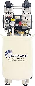 California Air Tools 10020DC Ultra Quiet & Oil-Free 2.0 hp 10.0 gallon Steel Tank Air Compressor with Air Drying System, White