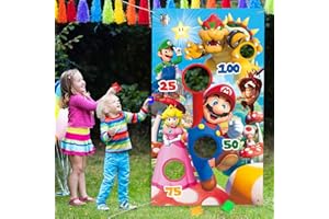 YOPENMOUNE Super Bros Party Supplies Toss Games with 4 Bean Bags SetSuper Bros Party Decorations for Kids Outdoor Throwing Game
