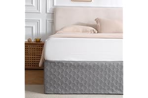 Houieso King Size Grey Bed Skirt with 14-Inch Drop, Easy Fit Wrap-Around Cover for Bed, Wrinkle-Free and Fade-Resistant Box Spring Cover. (Grey Peacock Feather, King)