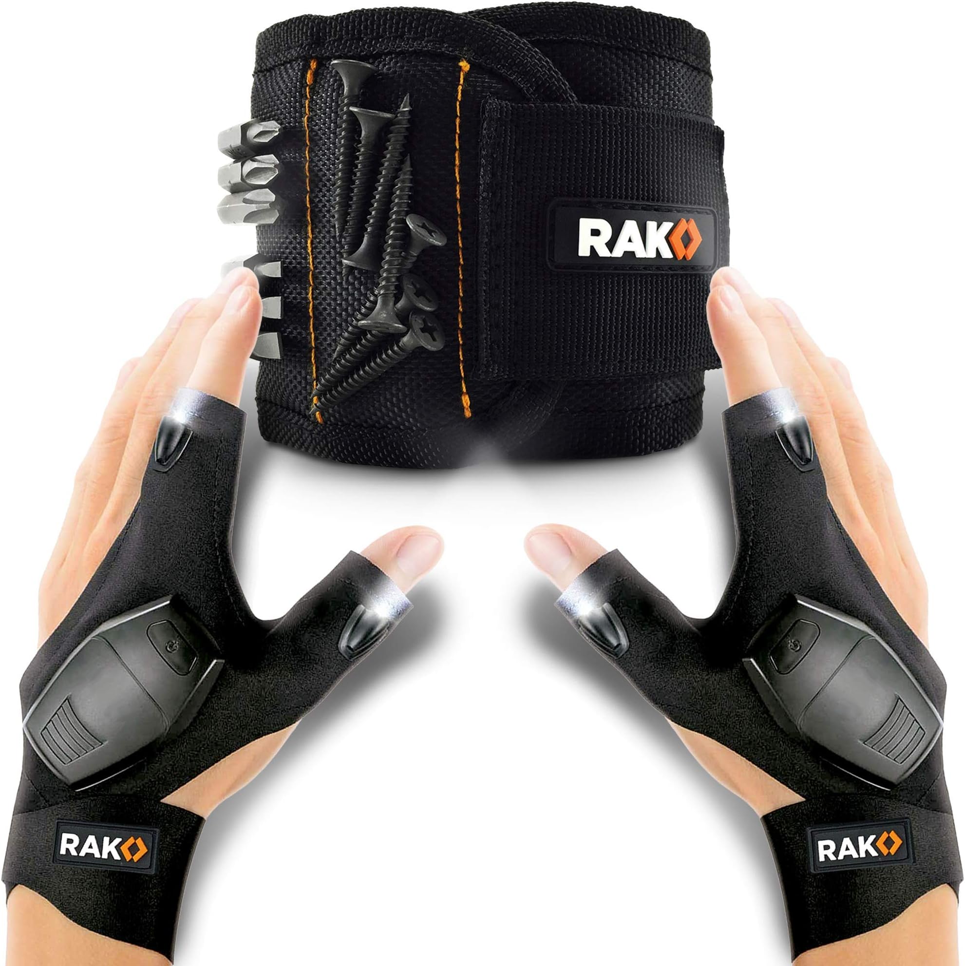 RAK Magnetic Wristband Bundle with LED Flashlight Gloves
