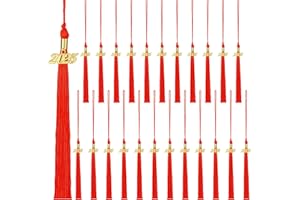 Fingertip WD 24 Pieces 2025 Graduation Tassel, Graduation Cap Tassels Decoration with 2025 Year Gold Date Charms, Graduation Gifts for 2025 Year Graduation Ceremonies Souvenir, Red