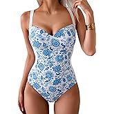 Eomenie One Piece Swimsuit Lace-Up Back,Colorblock Waist-Slimming,Adjustable Wide Straps,Fully Lined Coverage,Resort Swimwear