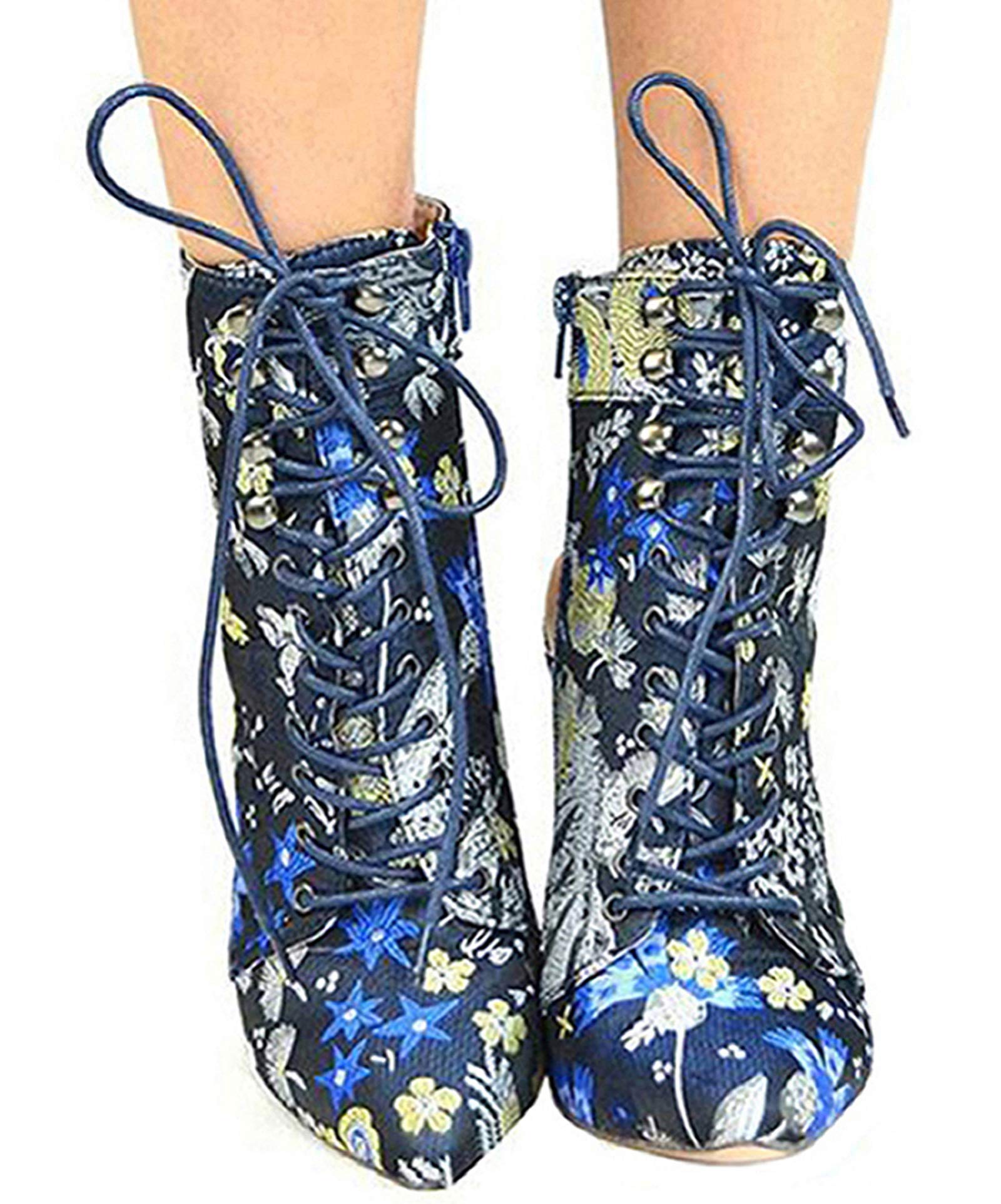 Chase & Chloe Chantelle-2 Pointy Toe Slim Heel Lace Up Open Back Satin Women's Heeled Sandal - Image 4