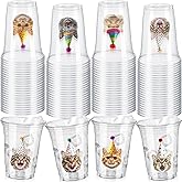 Jingmore 48 Pcs Clear Party Plastic Cups Bulk 12 oz Birthday Clear Disposable Cups for Themed Birthday Drinking Party Supplies Drinkware Decorations