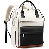 LOVEVOOK Laptop Backpack for Women 15.6 Inch, Travel Backpack with USB Charging Port Large Capacity Laptop Bag, Waterproof Bag for Business College Airline Approved Work Backpack(Black White)