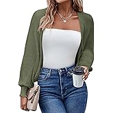 HOTOUCH Women's Cardigan Shrugs Long Batwing Sleeve Knitted Cropped Bolero Open Front Casual Elegant Cardigans for Dresses
