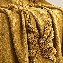 PANDATEX 100% Cotton Tufted Throw Blanket with