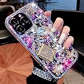 MOSEZA Compatible with iPhone 15 Pro Max Bling Glitter Case Luxury Cute Sparkle Rhinestone Diamond Girly Protective Phone Cover Case for Women Girl