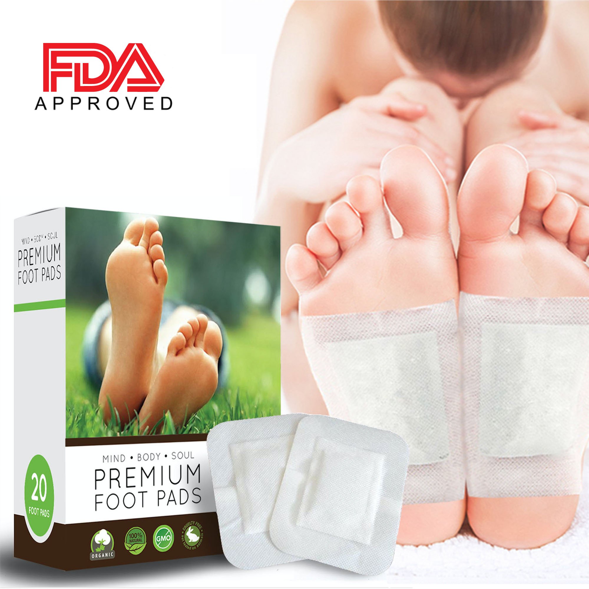 Foot Pads 20 Premium Body Cleansing Foot Pads Rapid Pain & Stress