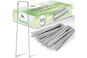 GRAY BUNNY 50 Pack, 6 Inch (15.2 cm) 11 Gauge Garden Stakes, Landscape Staples, Ground Stakes Heavy Duty, Fence Stakes, Yard Stakes, Metal Stakes, Tent Pegs, Garden Staples, Tent Stakes Metal, Plant Pins