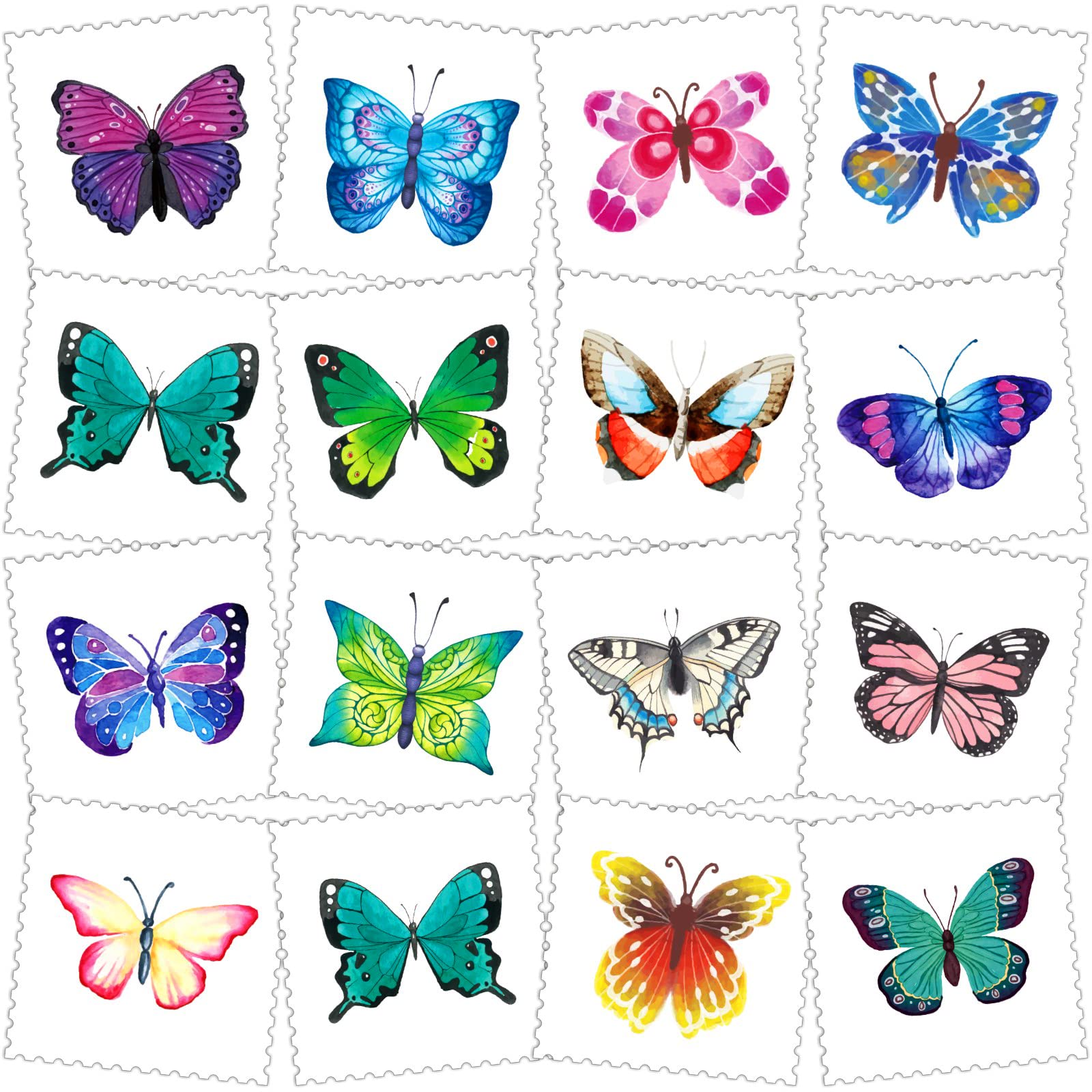 30 Sheets(360pcs) Butterflies、Mermaid、Sea Animals waterproof Temporary Tattoos For Kids,Mixed Styles Cartoon Tattoos,children's face tattoo Stickers, girls temporary tattoos,party makeup gifts