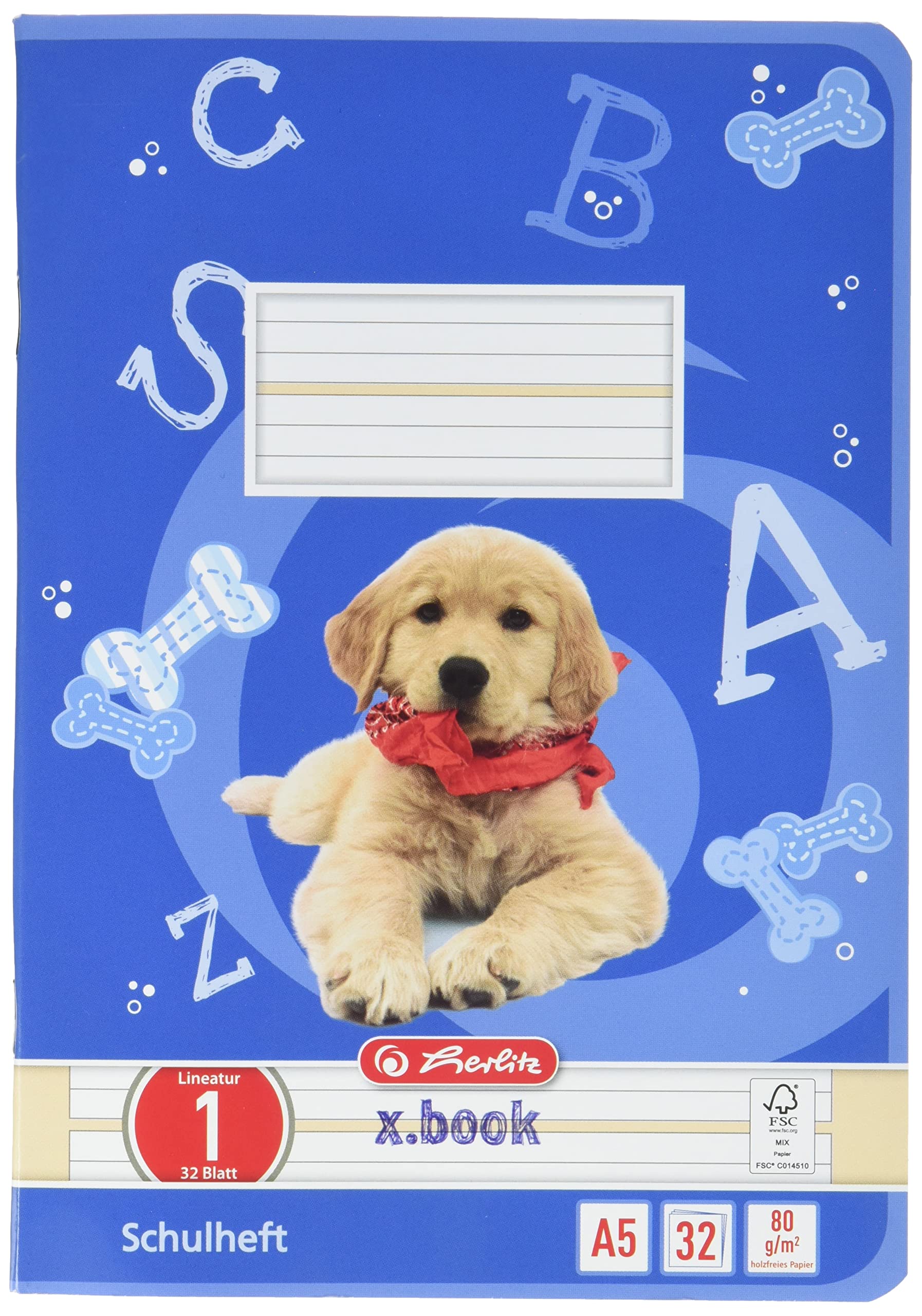 Herlitz 11387081 Notebook A5 Ruling Style 01 32 Sheets FSC Mix Pack of 5