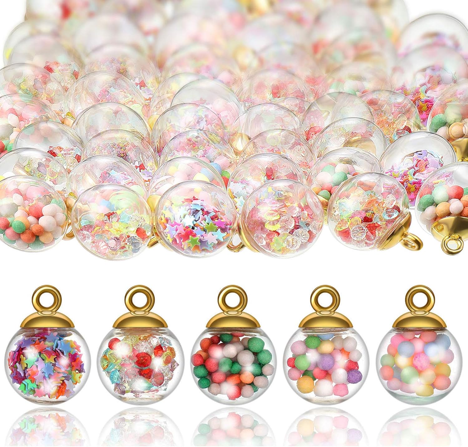 84 Pieces 16 mm Glass Ball Charms Colorful Ball Charm