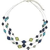 Coiris 3 Layers Illusion Wire Beaded Statement 19.5" Necklace for Women