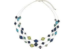Coiris 3 Layers Illusion Wire Beaded Statement 19.5" Necklace for Women