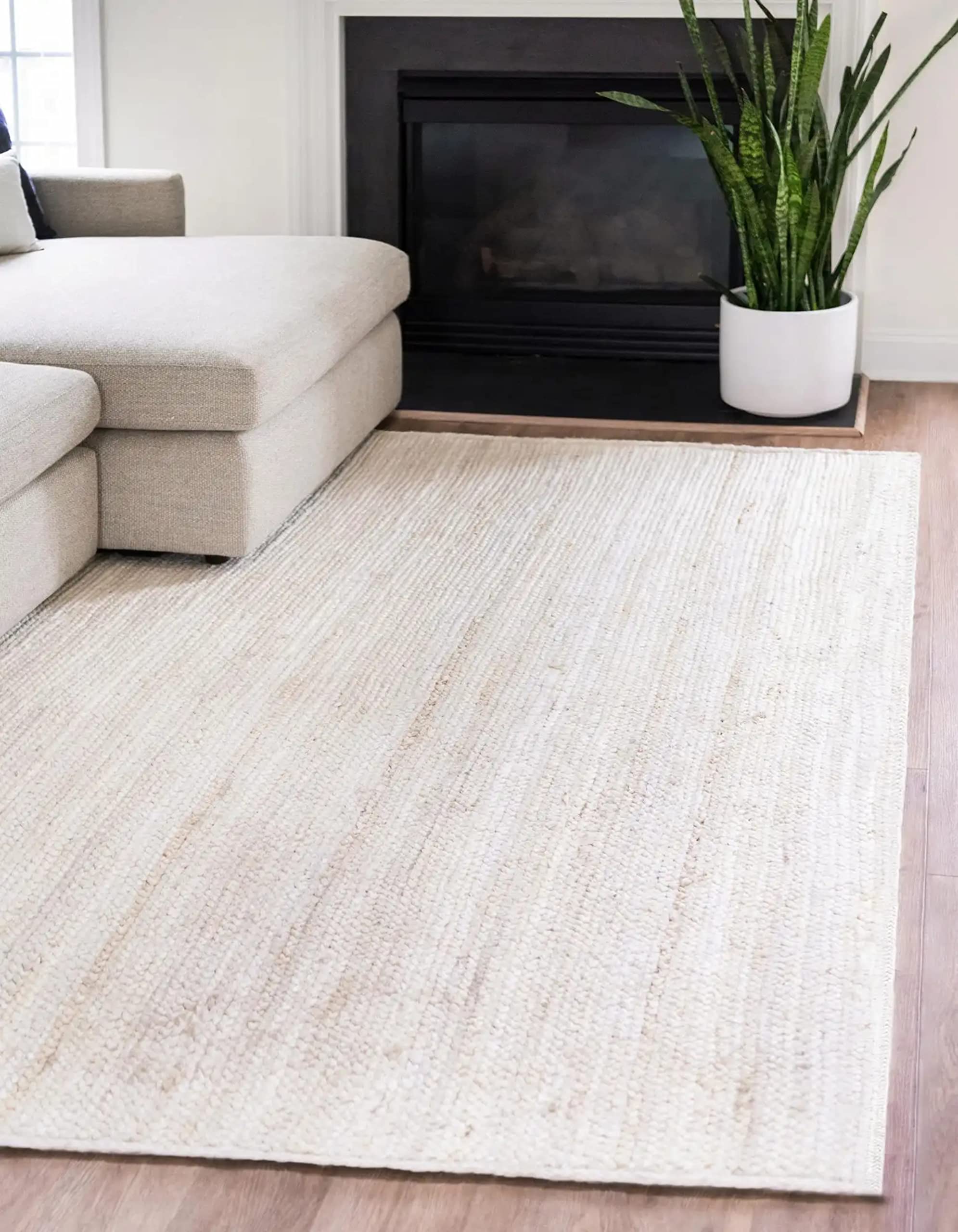 Avgari Creation RUG Jute Natural Hand Braided Rug Rectangle White Handmade Natural Fiber Area Carpet Kitchen, Hallway Rugs For Living-60x120 CM