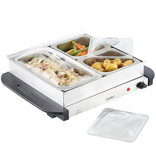 2 X NJ9003 Buffet Warmer Stainless Steel 300W Food Server 3 Pan and