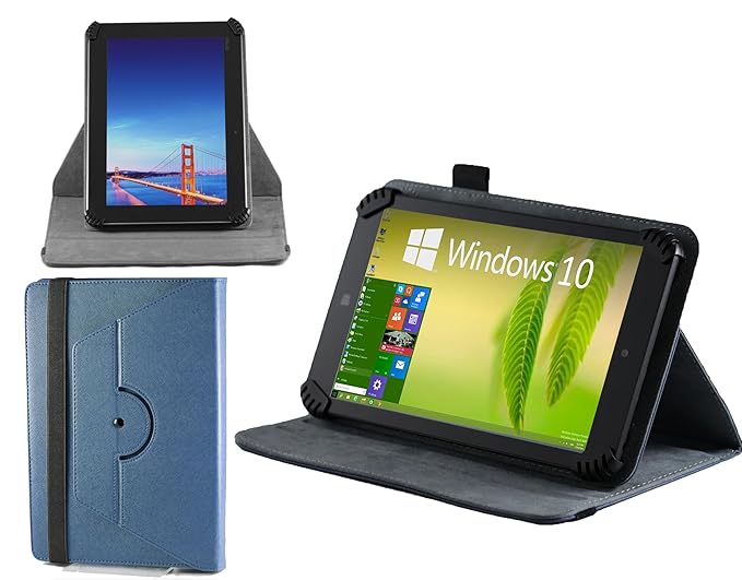 Navitech echtes blaues 7 Zoll bycast Leder flip Trage Case / Cover im Buch Stil für das I-Onik TP7 - 1000 / metal 7 Zoll Tabl