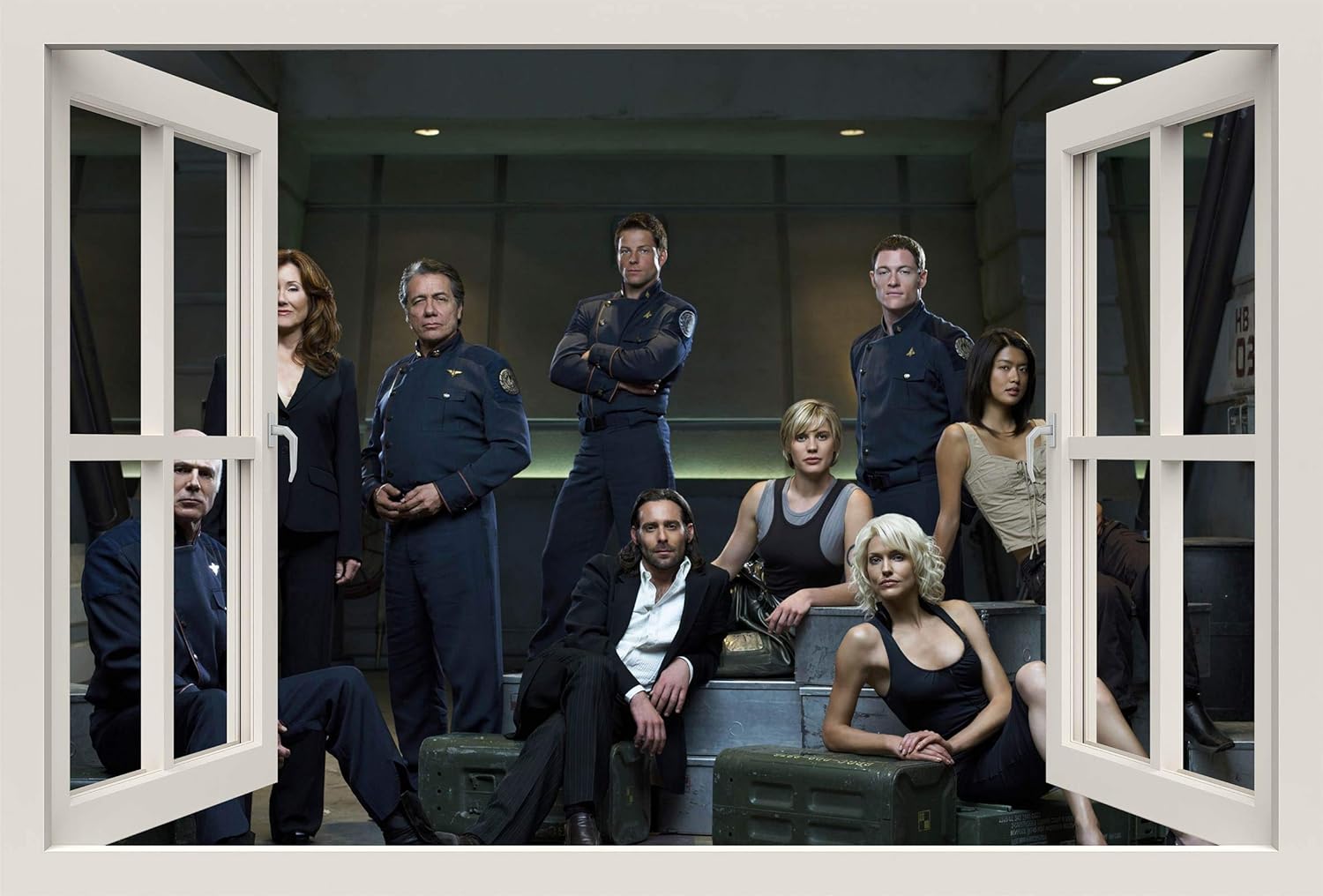 Battlestar Galactica Admiral William Adama Prasident Laura Roslin Capt Lee Adama Dr Gaius Baltar Nummer Sechs Wandtattoo Mit 3d Effekt Aufkleber Fur Wande Und Turen Grosse 92x61 Cm Stil Fenster Amazon De Kuche Haushalt