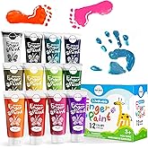 Art+soul SuperEasy Washable Finger Paint, 2 OZ x 12 Colors, Non-Toxic Blendable Cream Texture, for Fingers, Arm skin, Paper, Plastic, Fabric, Glass, Mirror, Window, Whiteboard, Blackboard, Metal Panel