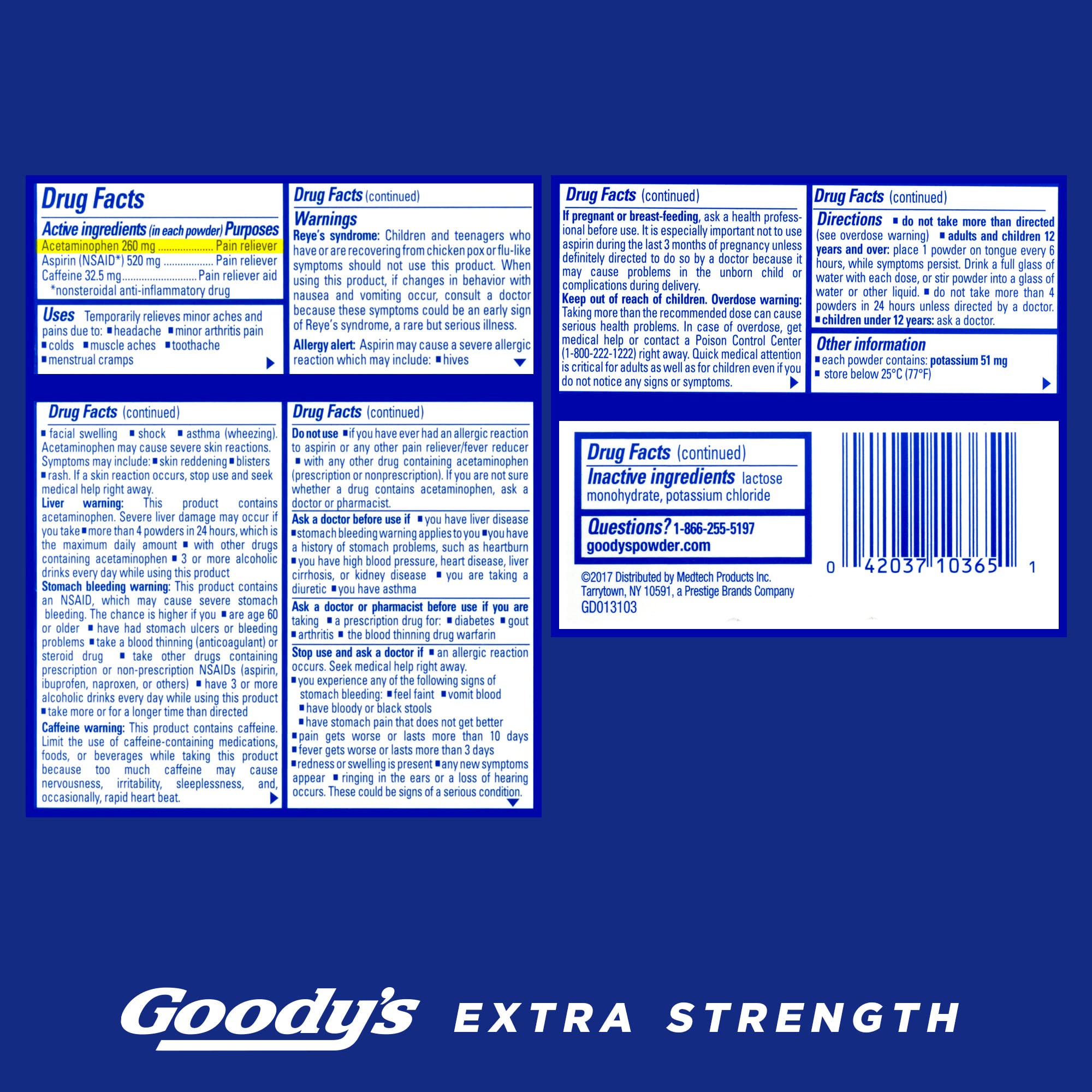 Goody's Pain Relief Powders, Extra Strength Headache Powder, 50 ct (Pack of 1)