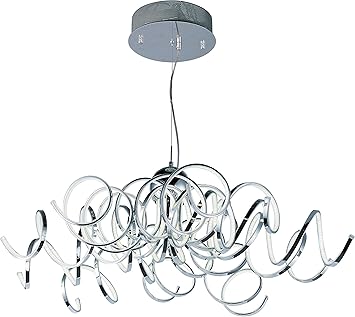 Amazon Com Et2 E Pc Chaos Modern Cork Screw Led Pendant Ceiling Lighting 10 Light 130 Watts 13 H X 40 W Chrome Home Improvement
