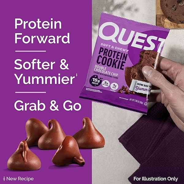 QUEST SOFT & CHEWY PROTEIN COOKIE – 15G PROTEIN – DOUBLE CHOCOLATE CHIP (12 COOKIES)