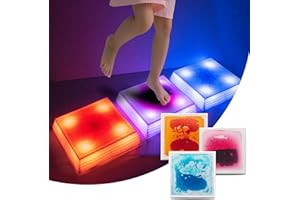 Art3d 12×12 Inch Sensory Interactive Liquid Motion Tiles for Toddlers Kids & Adult - Touch Sensitive 7 Color Changing Floorin