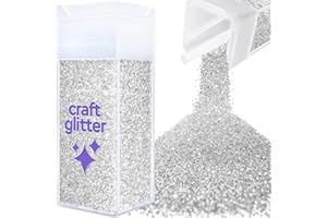 Hemway Premium Craft Glitter Shaker 130g - Silver | Fine Metallic Flake Sequins for Resin & Epoxy Crafts | Craft Supplies for