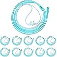 Luisddi 10 Pack High-Flow Soft Nasal Oxygen Cannula, Standard Connector 7 Ft, Green Tubing and Each Individual Packing