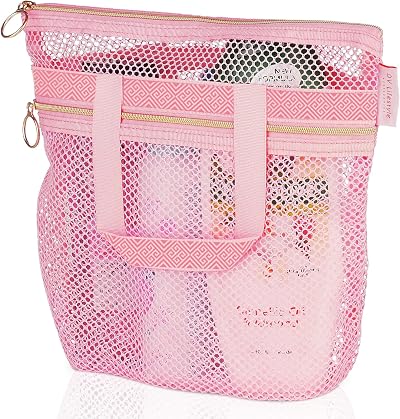 DV Lifestyle Mesh Shower Bag 25 x 26cm with Zippers Pink