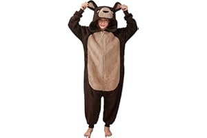 dressfan Kids Fuzzy Bear Onesie Costume Animal Bear Halloween Costume