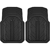 CAR PASS Small DeepDish Floor Mats for Cars, Heavy Duty Rubber Car Mats 2-Piece, Universal Trim-to Fit Automotive Floor Mats Front Only for Truck Van SUV Waterproof All Weather Car Mats (Black)