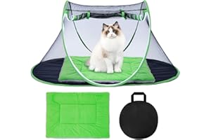 EPINOVO Cat Tent Outdoor with Mat, Portable Outdoor Cat Enclosures Suitable for Bearded Dragon, Dogs and Small Animals, Foldable Pet Tent with Carry Bag Cat and Mat (Green+Mat)