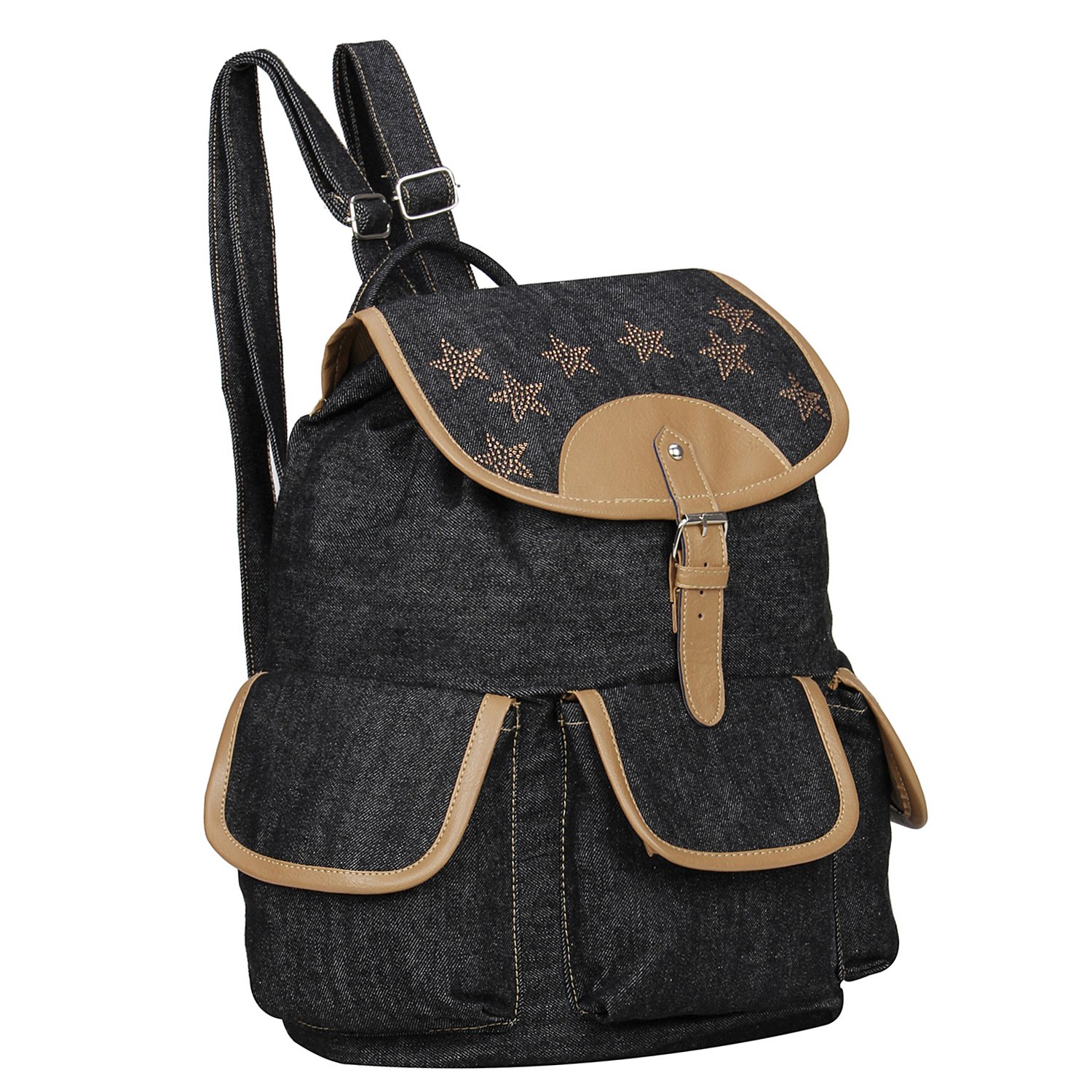 aadhunik libaas stylish office, tution, college & travelling backpacks for girls (black)
