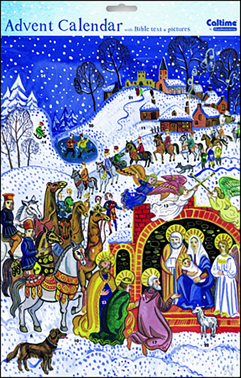 Nativity Scene with Bible Text - King Kneels - Religious Advent Calendar - 245 x 350 mm