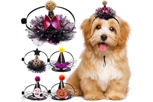 SENNIEA 5pcs Pet Halloween hat, Halloween Witch Hat for Dog, Adjustable Cute Conical Hat for Halloween Pet Unique Dress up Style
