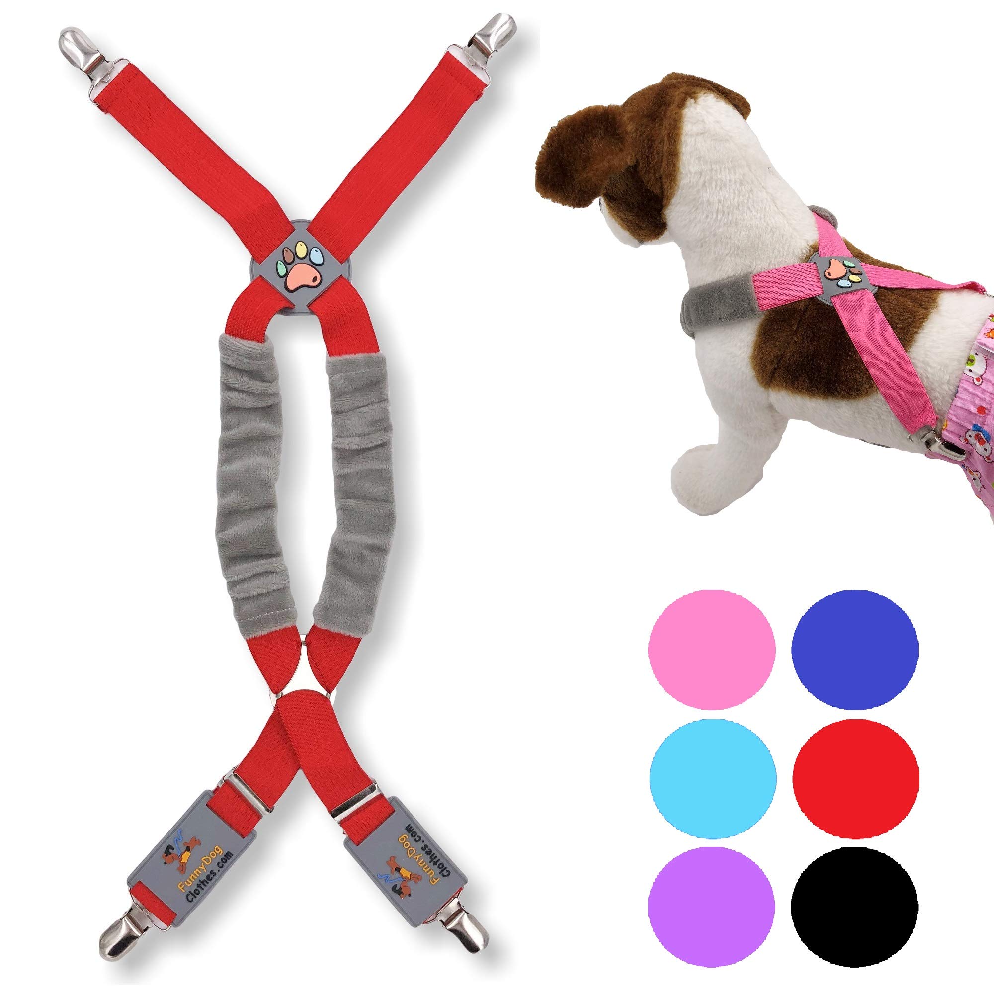 FunnyDogClothes Dog Braces - Pet Clothes - Diapers - Pants - Belly Bands for Small, Medium and Large Size - (L/XXL: 25 lbs - 100 lbs, Red)